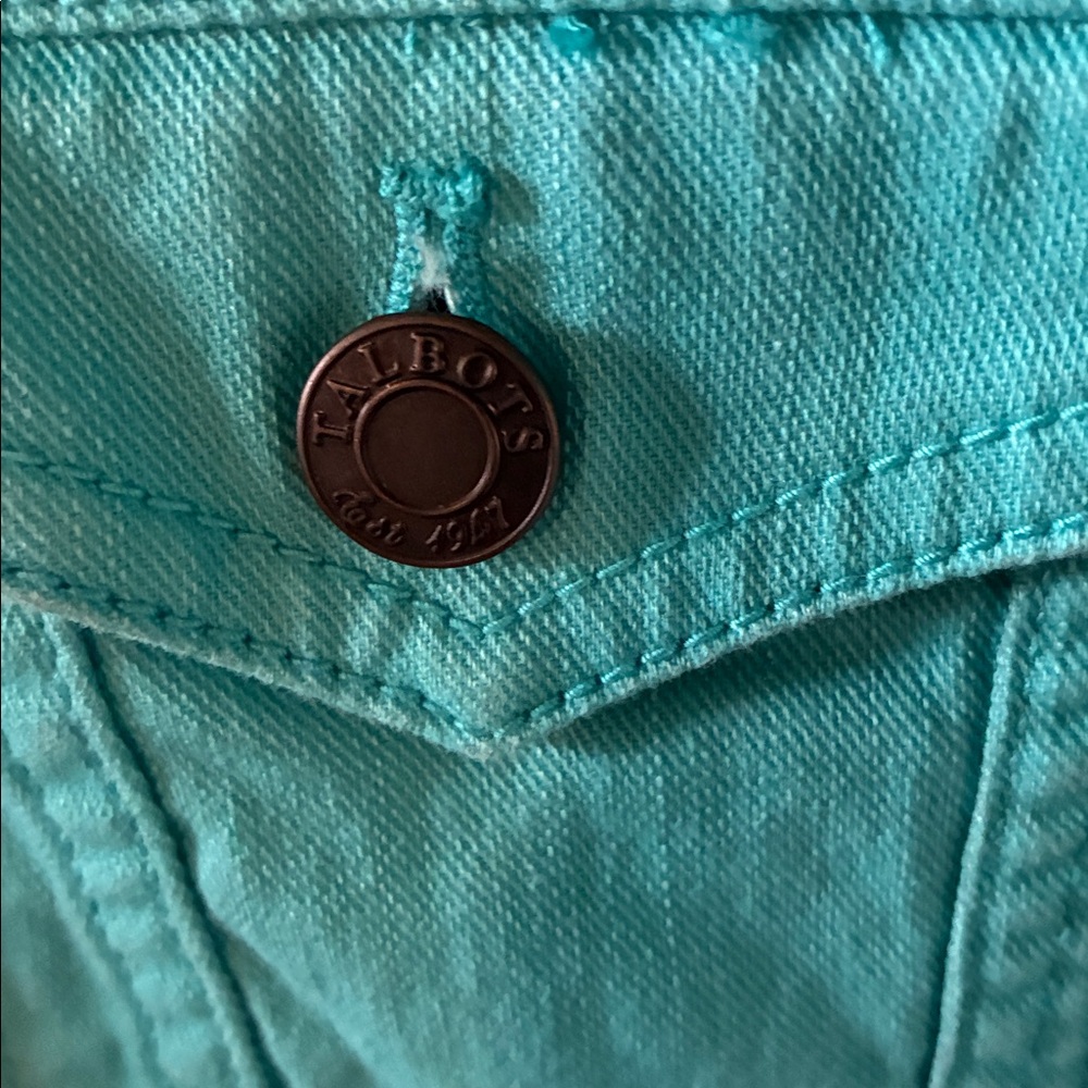 Upcycled Talbots sz S Turquoise Denim Jacket nwt from upcycled boutique Western - Picture 4 of 6